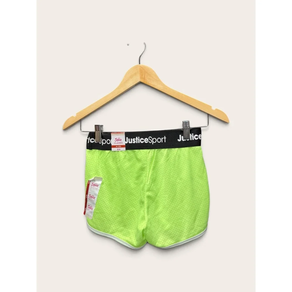 Justice Sport Girls Neon Lime Green Mesh Athletic Dolphin Shorts Size M 10 NWT